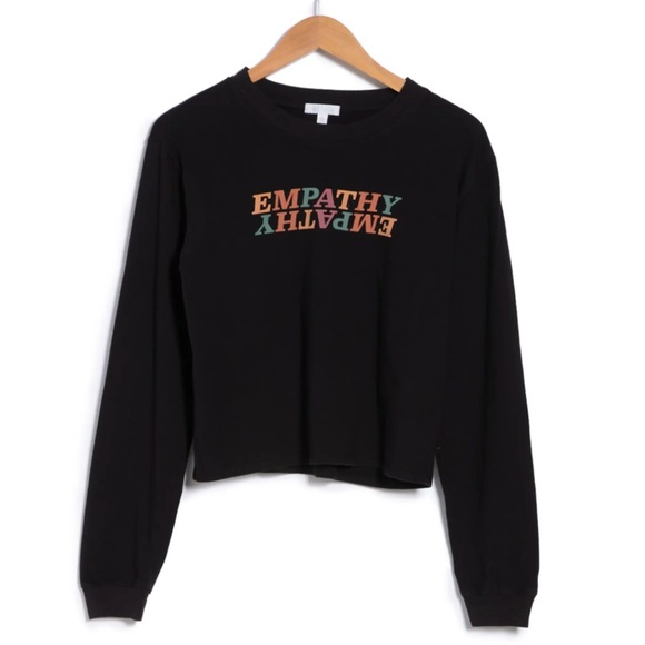NEW Abound Nordstrom Empathy Black Graphic Long Sleeve Tee Crew Neck Casual Top - Picture 3 of 9